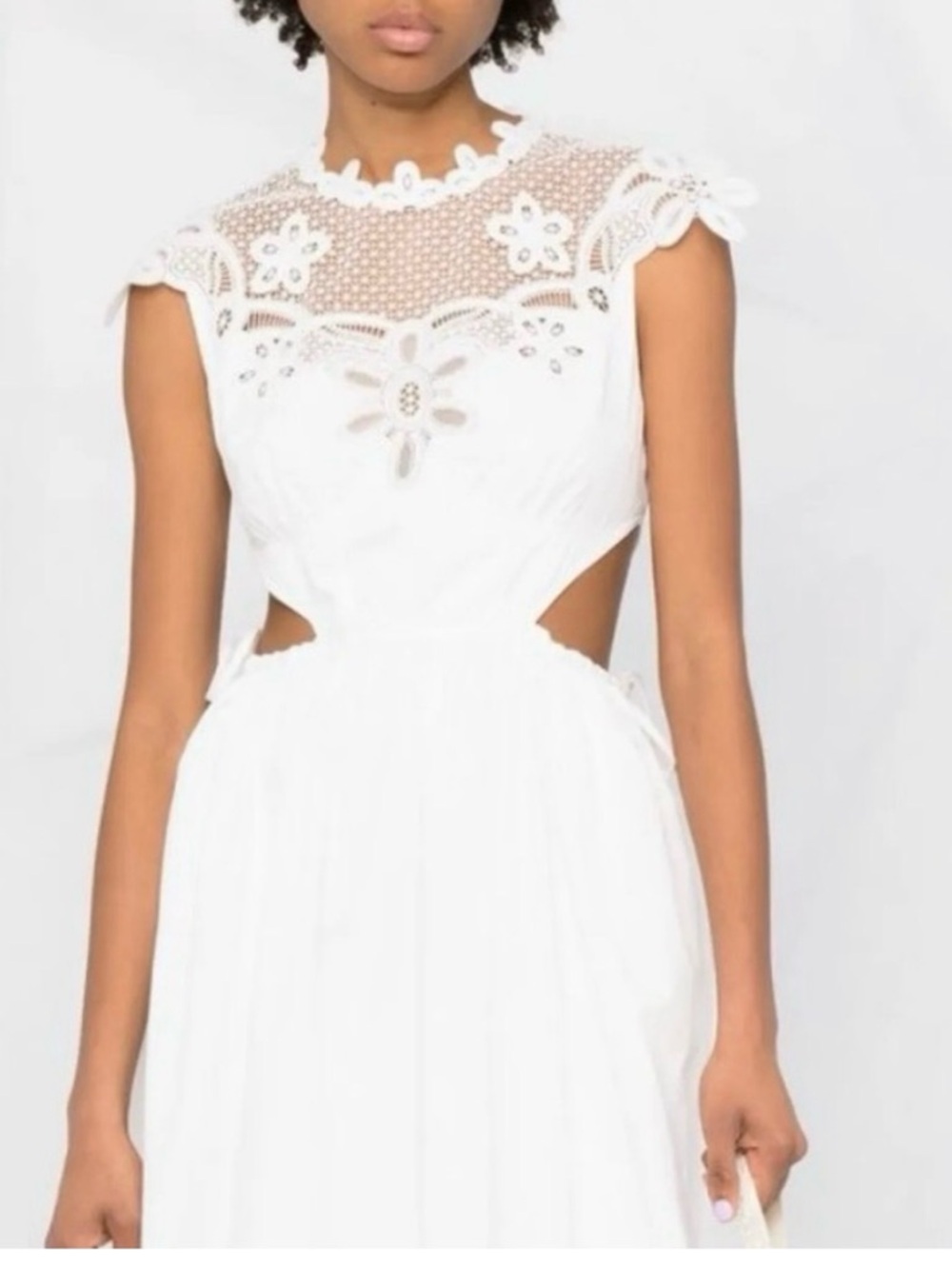 Self- portrait white mini dress with cutout sides
